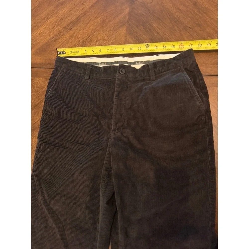 LL Bean Classic Fit Corduroy Pants Mens 35x32 Brown Stretch Cotton ID 502835